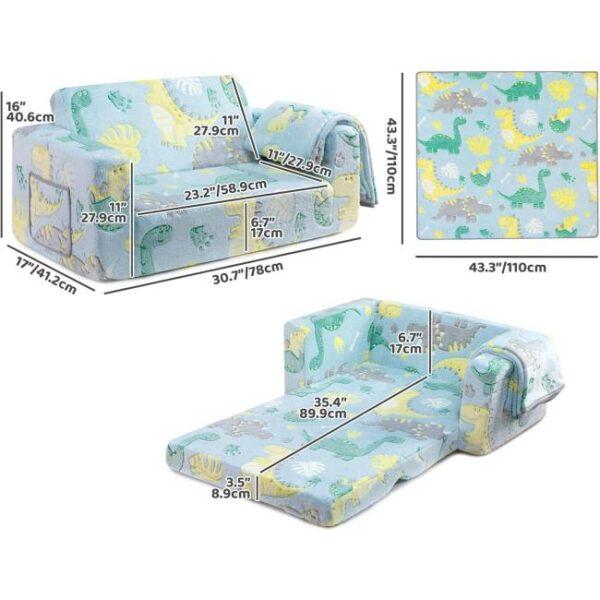 Das Bild zeigt das Produktbild 2 zum BEJOY Kindersofa Leuchtender Dinosaurier
