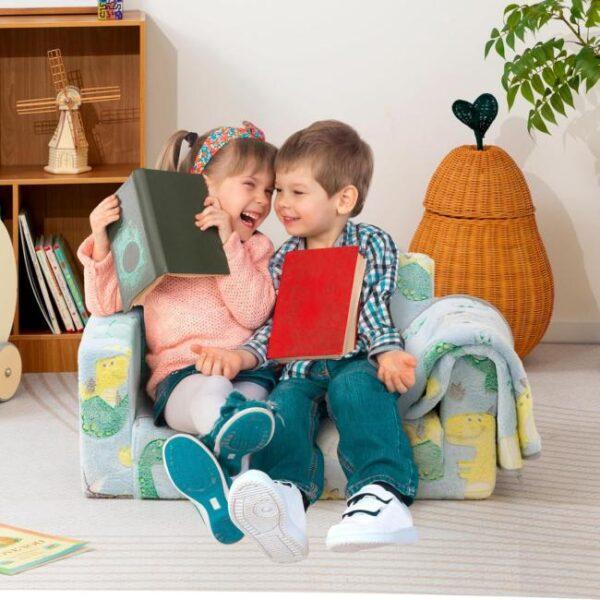 Das Bild zeigt das Produktbild 3 zum BEJOY Kindersofa Leuchtender Dinosaurier