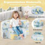 Das Bild zeigt das Produktbild 3 zum COSTWAY 2-in-1 Kindersofa rund Blau