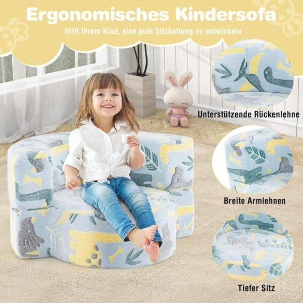 Das Bild zeigt das Produktbild 3 zum COSTWAY 2-in-1 Kindersofa rund Blau