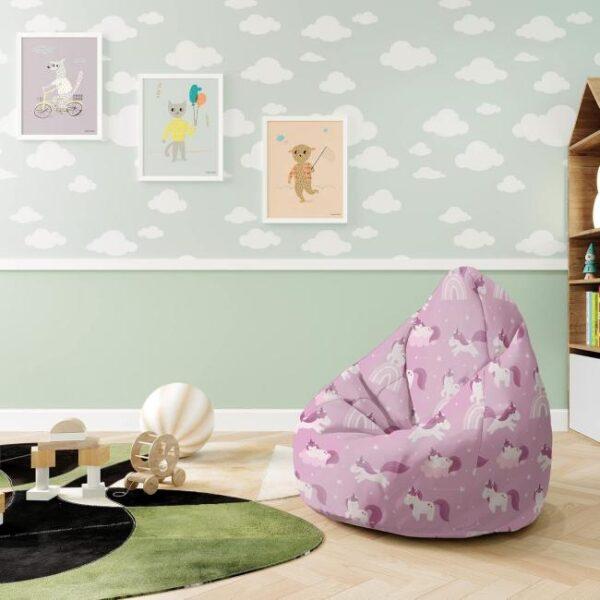 Das Bild zeigt das Produktbild 3 zum DreamRoots Sitzsack Unicorns And Clouds
