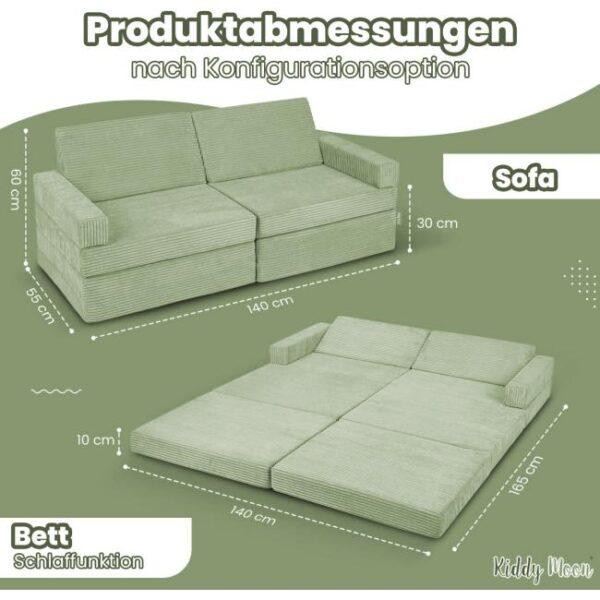 Das Bild zeigt das Produktbild 3 zum KiddyMoon Kindersofa Grün