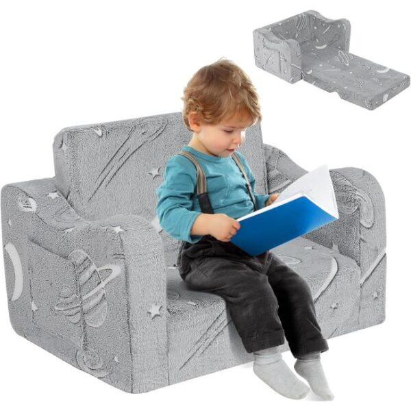Das Bild zeigt das Produktbild 1 zum Kidirect Kindersofa Sternenflug Grau