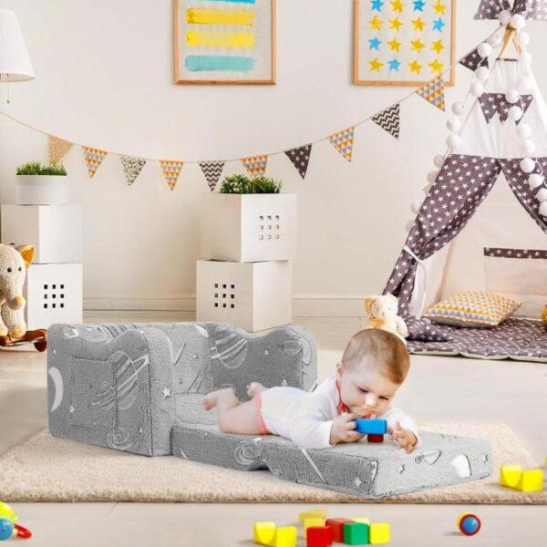 Das Bild zeigt das Produktbild 2 zum Kidirect Kindersofa Sternenflug Grau