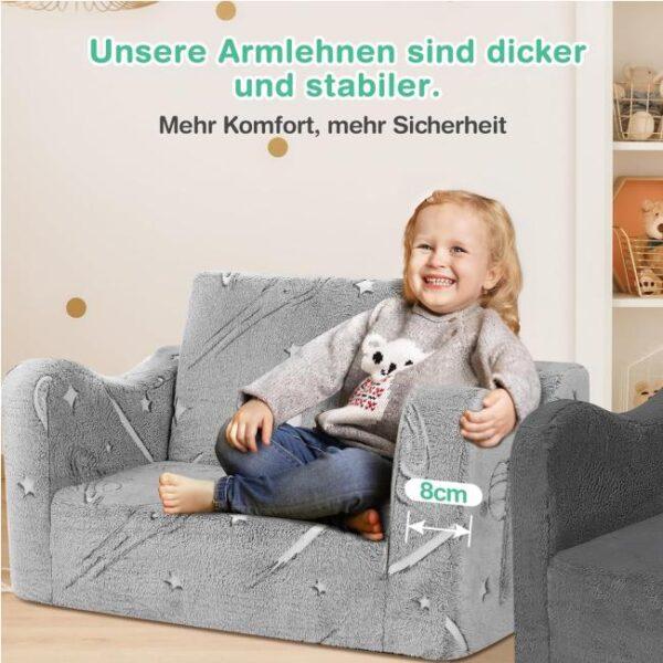 Das Bild zeigt das Produktbild 3 zum Kidirect Kindersofa Sternenflug Grau