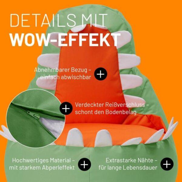 Das Bild zeigt das Produktbild 2 zum Lumaland Kindersitzsack Dino