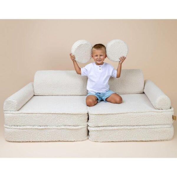 Das Bild zeigt das Produktbild 2 zum MEOWBABY Kindersofa Bearly Weiß
