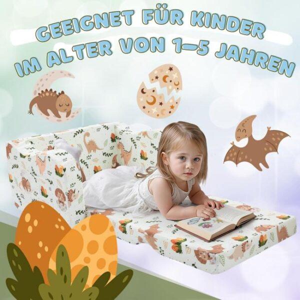 Das Bild zeigt das Produktbild 2 zum MeMoreCool Klappbare Kindercouch Dinosaurier