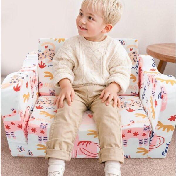 Das Bild zeigt das Produktbild 3 zum MeMoreCool Klappbare Kindercouch Katze