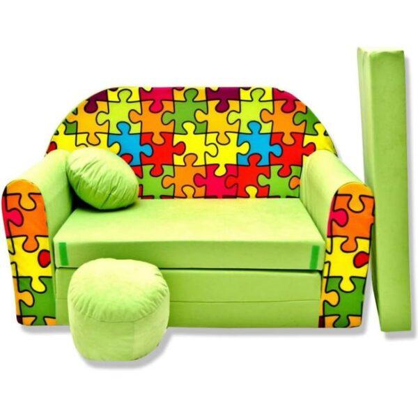 Das Bild zeigt das Produktbild 1 zum millybo Kindersofa Puzzle Grün