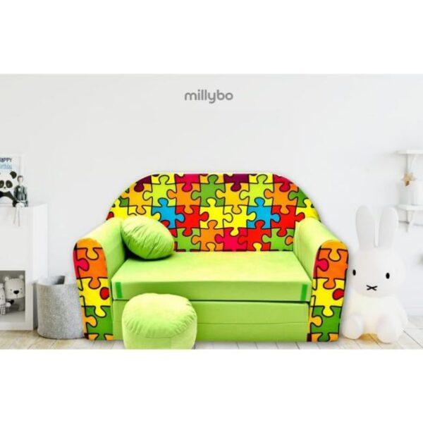 Das Bild zeigt das Produktbild 3 zum millybo Kindersofa Puzzle Grün